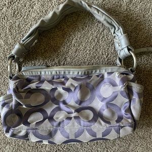 Coach Grey & Purple Signature Logo Shoulder Bag